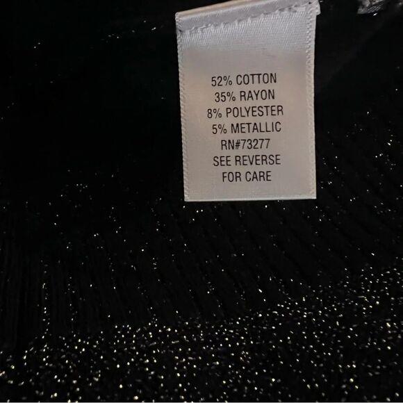 Dana Bachman Blouse Top Pullover Black Metallic Silver - Picture 4 of 6